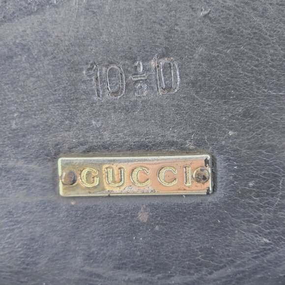 Gucci Italian Luxury Dress Shoes Mens size 10.5 Black Leather Square-toe Loafers - Picture 7 of 11